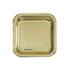 Platos de Papel Cuadrados Dorados 17 cm 8 ud