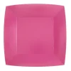Platos de Papel Cuadrados Fucsias 23 cm 10 ud