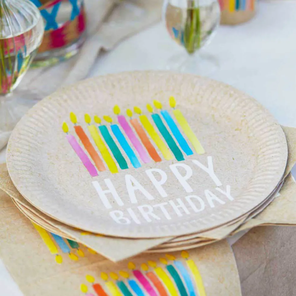 Platos de Papel Cumpleaños Eco 23 cm 12 ud