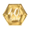 Platos de Papel Dorados 40 Años 20 cm 6 ud