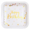 Platos de Papel Happy Birthday Gold 23 cm 10 ud