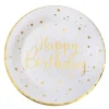 Platos de Papel Happy Birthday Gold 22,5 cm 10 ud