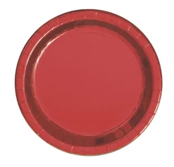 Platos de Papel Rojo Metalizado 17 cm 8 ud