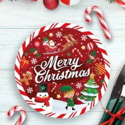 Platos Desechables Merry Christmas 23 cm - 6 ud