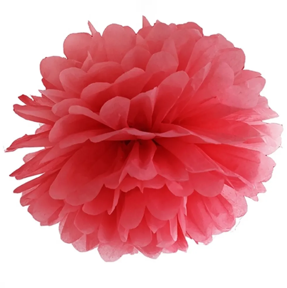 Pompón de Papel Color Rojo 35 cm