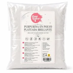 Purpurina En Polvo Plateada Brillante Pastkolor - 1 Kg