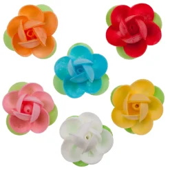 Rosas de Oblea con Hojas 4 cm 80 ud
