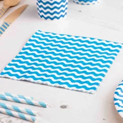 Servilletas Azules con Rayas Onduladas