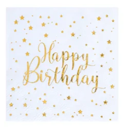 Servilletas de Papel Happy Birthday Gold 20 ud