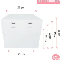 Set 10 Cajas para Tarta 4 Alturas Ajustables - 25 cm