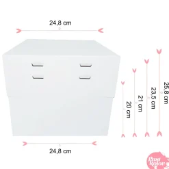 Set 10 cajas para Tarta Alturas Ajustables + Bases Redondas Blancas - 24 cm