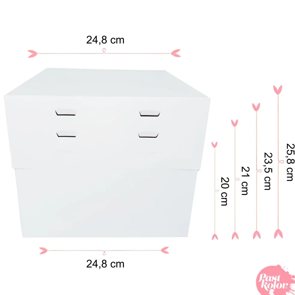 Set 10 cajas para Tarta Alturas Ajustables + Bases Redondas Blancas - 24 cm