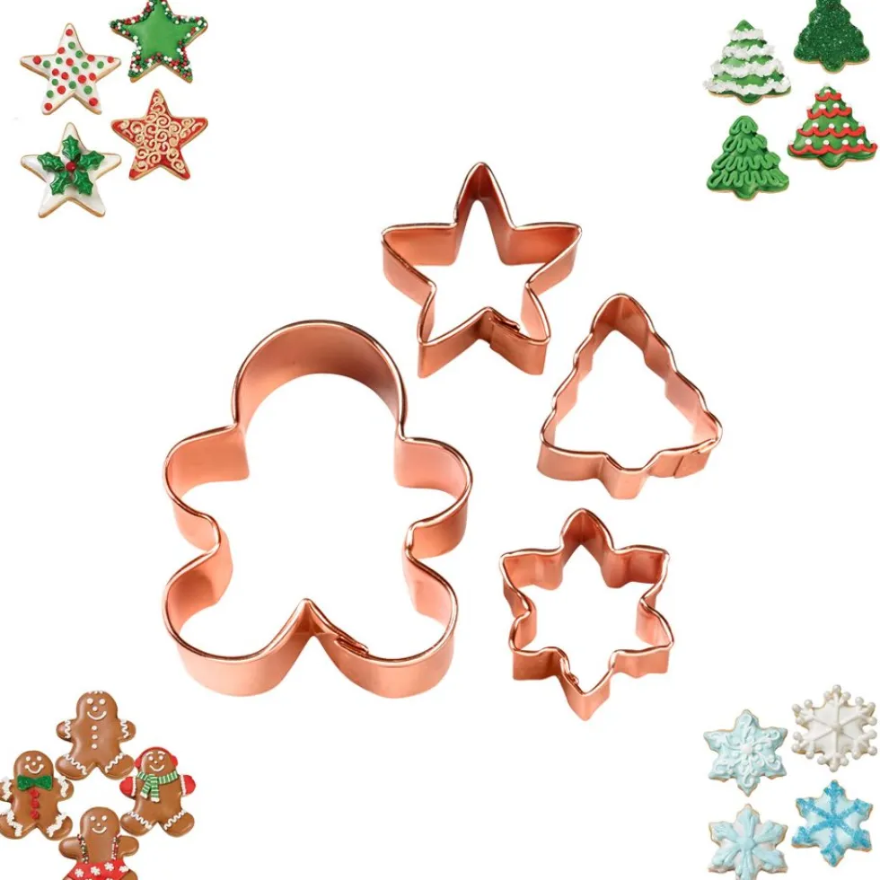 Set 4 Cortadores Cobre Navidad