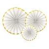 Set de 3 Abanicos Blancos y Dorados