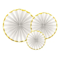 Set de 3 Abanicos Blancos y Dorados