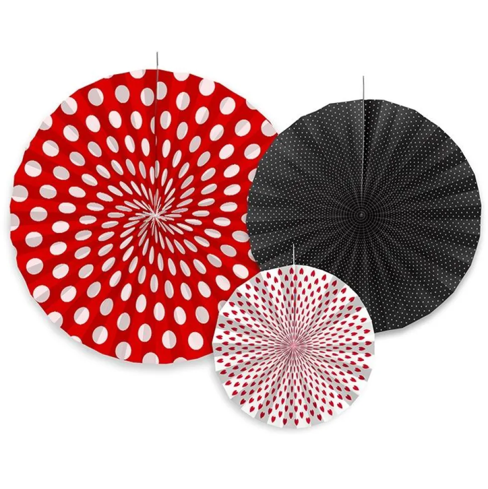 Set de 3 Abanicos Decorativos Mariquitas