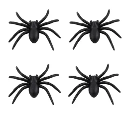 Set de 4 arañas de plástico 8 cm