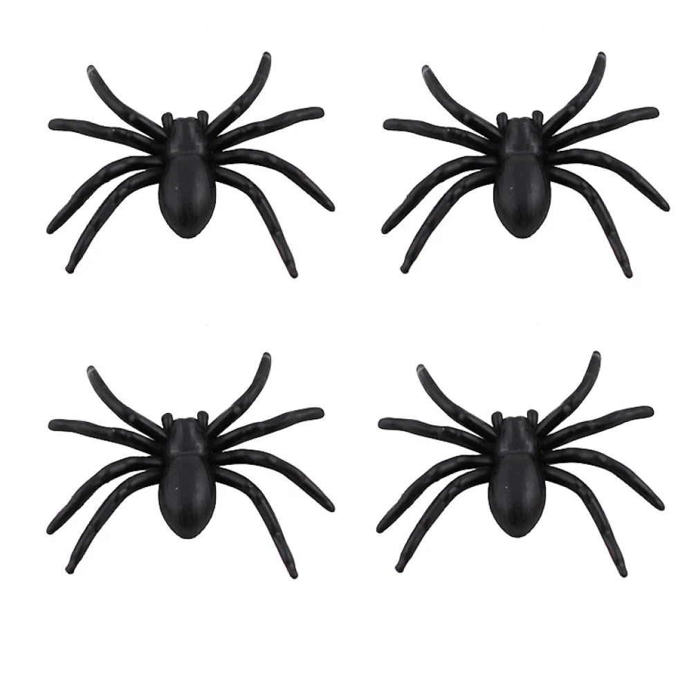 Set de 4 arañas de plástico 8 cm