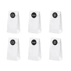 Set de 6 Bolsas Blancas para Dulces con Pegatinas