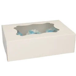 Set de 3 Cajas para 6 Cupcakes Blancas