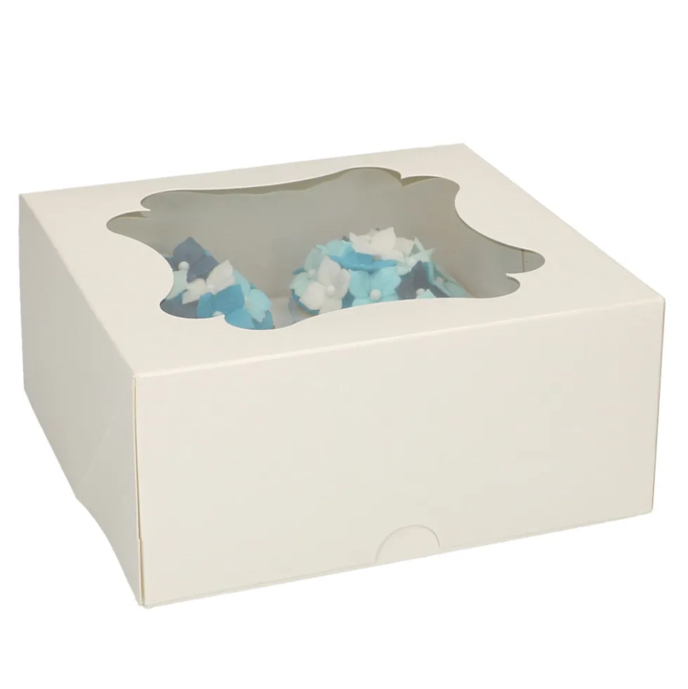 Set de 3 Cajas para 4 Cupcakes Blancas