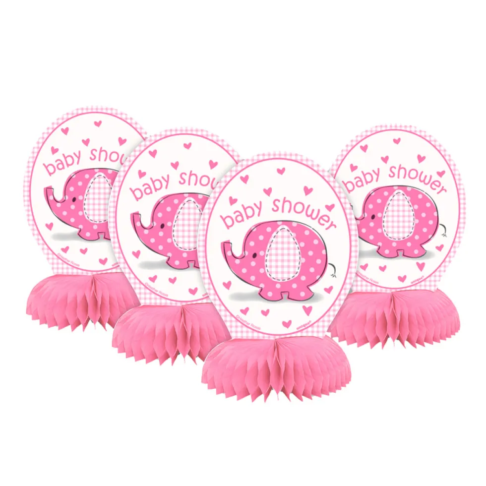 Set de 4 Centros de Mesa Elefante Rosa