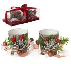 Set 2 Decoraciones Navideñas Portavelas
