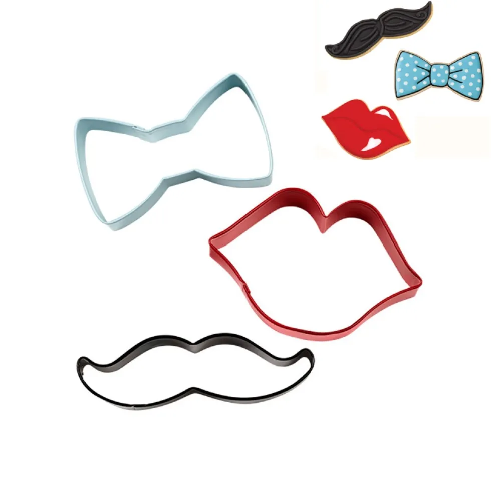 Set de 3 cortadores Labio, bigote y Pajarita