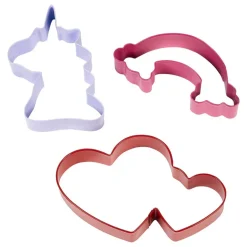 Set de 3 Cortadores Unicornio, Arcoíris y Corazón