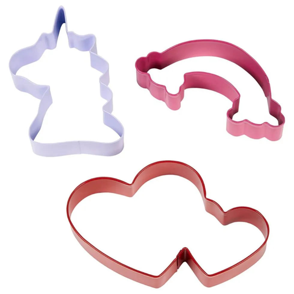 Set de 3 Cortadores Unicornio, Arcoíris y Corazón