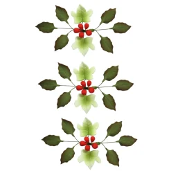 Set de 8 Flores de Azúcar Navidad Verde y Rojo 11 cm