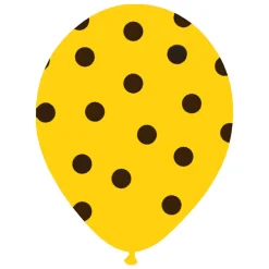 Set de 6 Globos Amarillos con Lunares Negros 30 cm