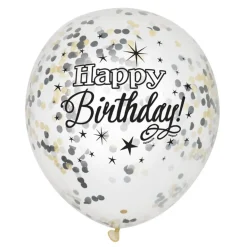 Set de 6 Globos Birthday Glitter con Confeti