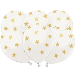 Set de 6 Globos Blancos con Estrellas Doradas
