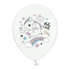 Set de 6 Globos Blancos Unicornio 30 cm