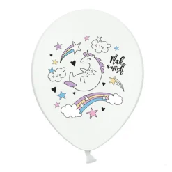 Set de 6 Globos Blancos Unicornio 30 cm