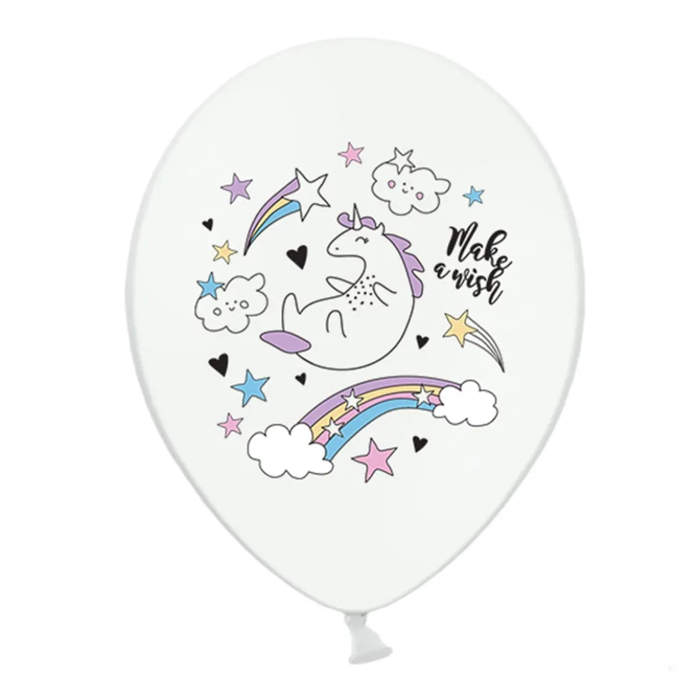 Set de 6 Globos Blancos Unicornio 30 cm