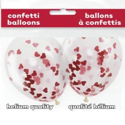 Set de 5 Globos con Confeti Corazones 40 cm