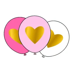 Set de 6 Globos Corazón Dorado