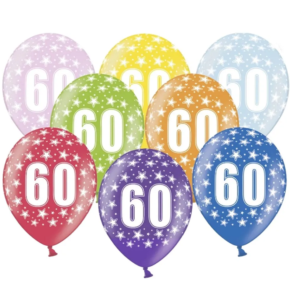 Set de 6 Globos 60 Cumpleaños 30 cm