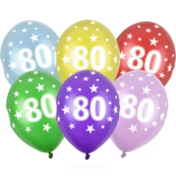 Set de 6 Globos 80 Cumpleaños 30 cm