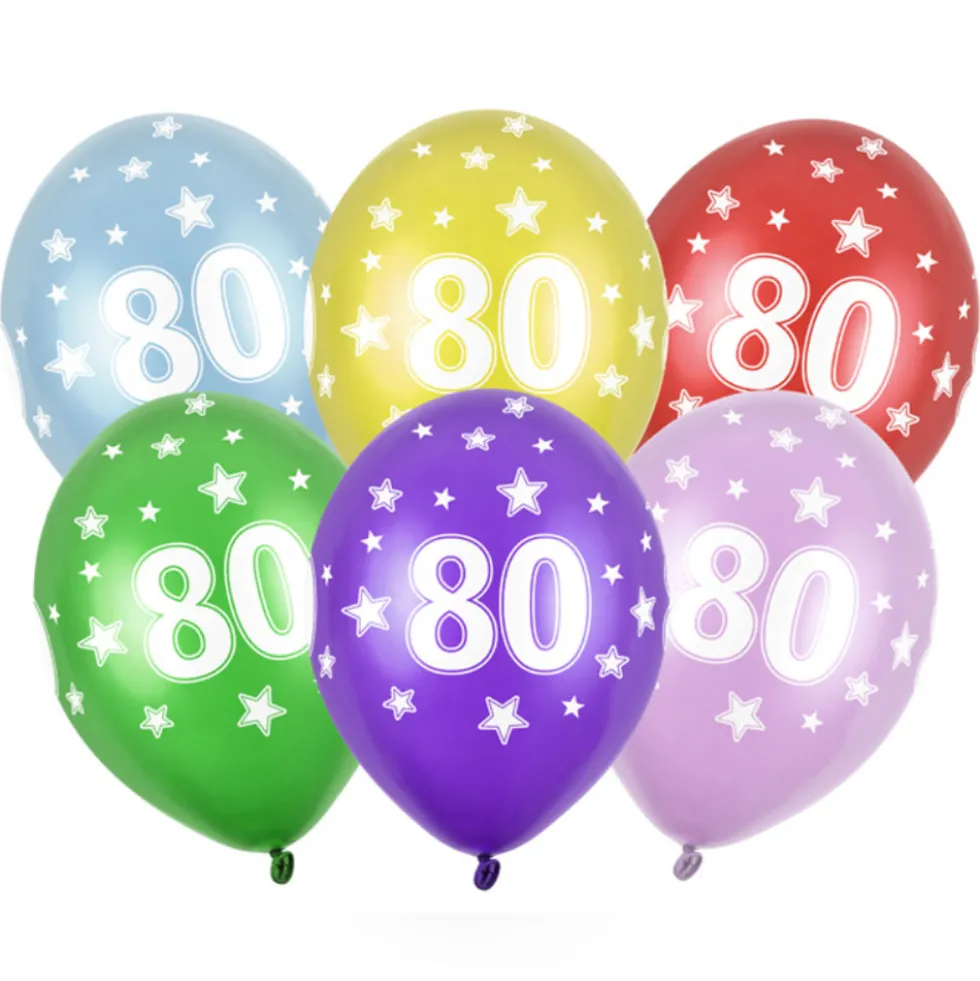 Set de 6 Globos 80 Cumpleaños 30 cm