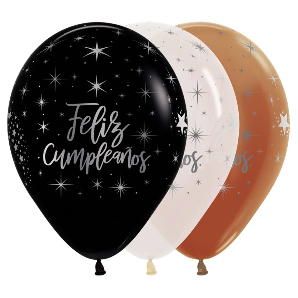 Set de 12 Globos Feliz Cumpleaños 30 cm