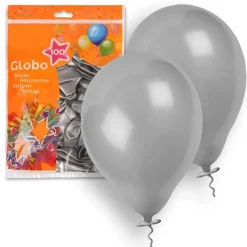 Set de 100 Globos metalizados Plata 23 cm - Partydeco