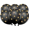 Set de 6 Globos Negros con Estrellas Doradas