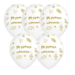Set de 8 Globos Primera Comunión Blancos