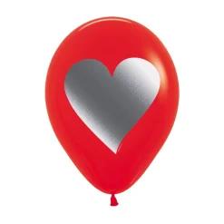 Set de 12 Globos Rojos Corazón Tinta Metal