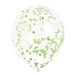 Set de 6 Globos Transparentes con Confeti Verde Lima