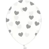 Set de 6 Globos transparentes con corazones plateados