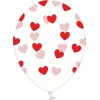 Set de 6 Globos Transparentes con Corazones Rojos
